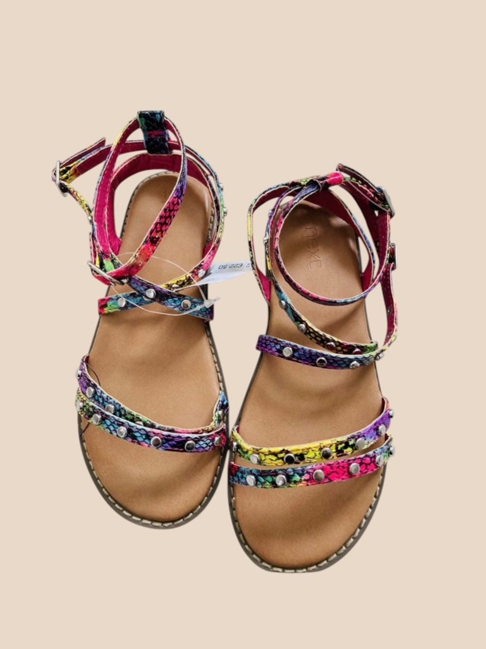 NEXT BRAND NEW Girls Multi Coloured Snake Print Strappy Sandals